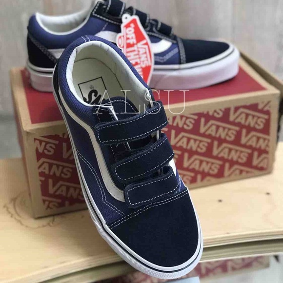 VANS Old Skool Suede Canvas Blue Kid’s AUTHENTIC - Picture 2 of 7